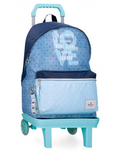 MOCHILA ADAP. 42CM. C/CARRO. PJL NONI DENIM
